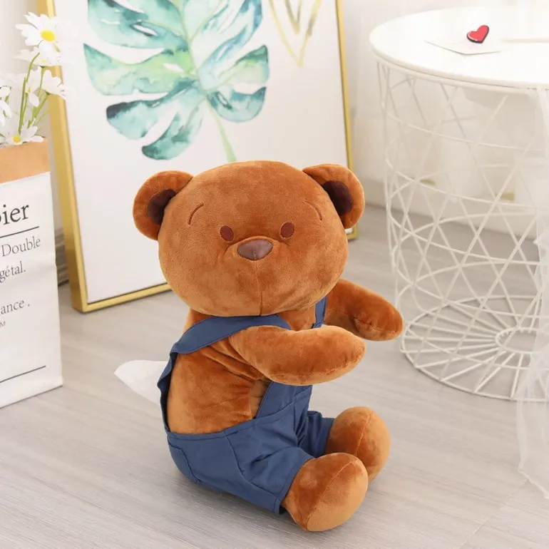Ours en peluche salopette bleue