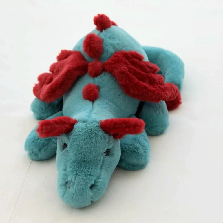 Peluche géante dragon bleu et rouge