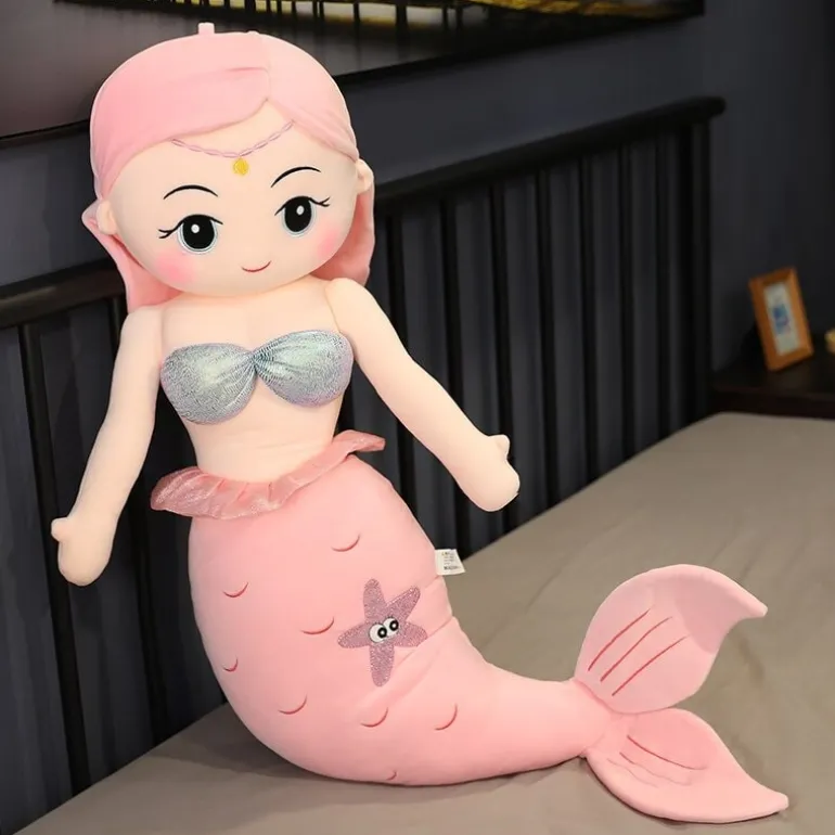 Peluche géante sirène rose