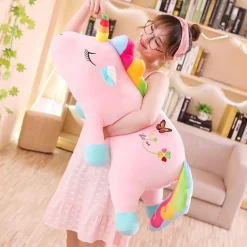 Peluche licorne rose 80 cm